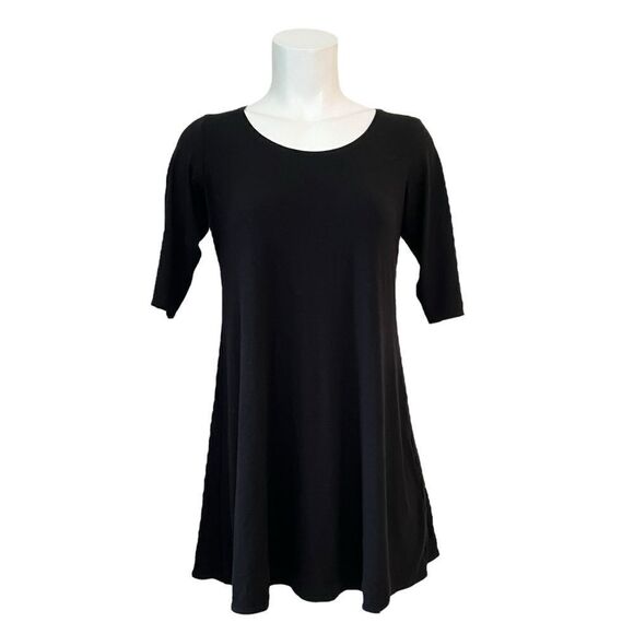 Eileen Fisher Black Jersey Scoop Neck Top size S/P - Picture 3 of 9